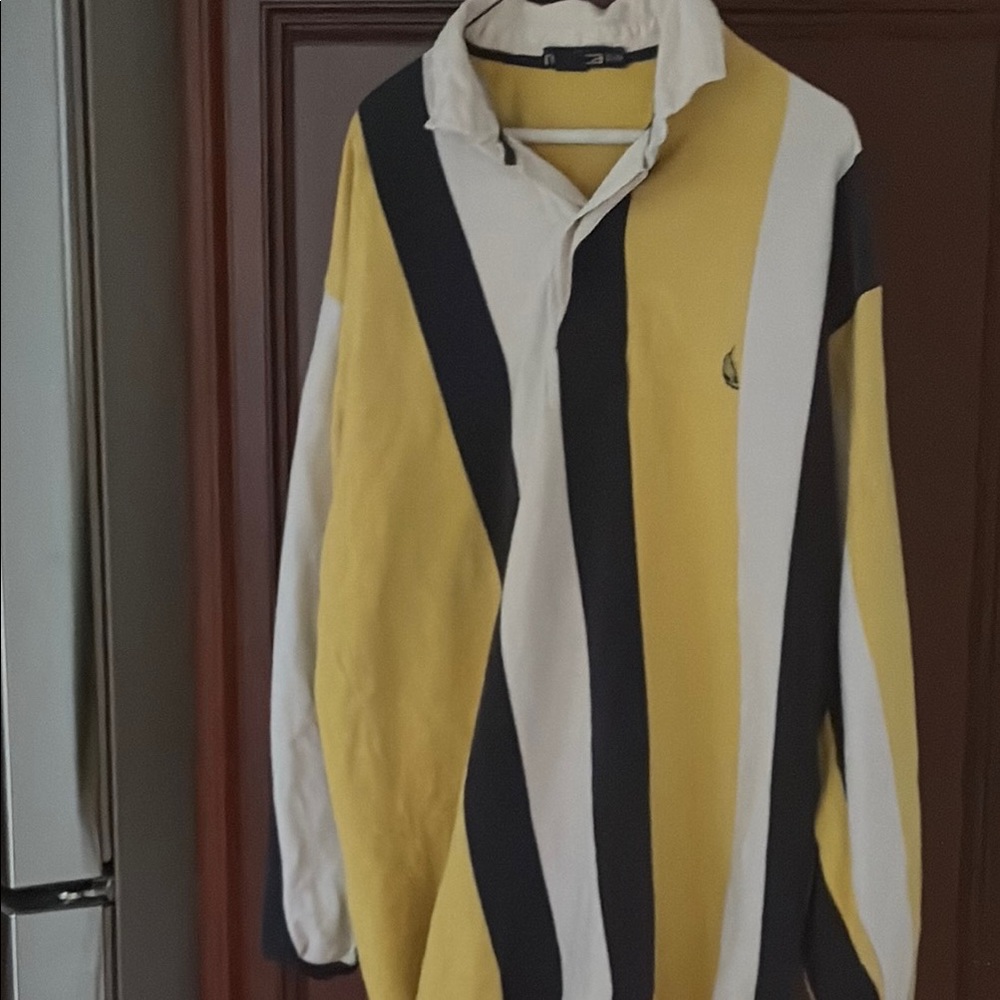 Men’s Nautica Striped Yellow and Blue Rugby Shirt size large